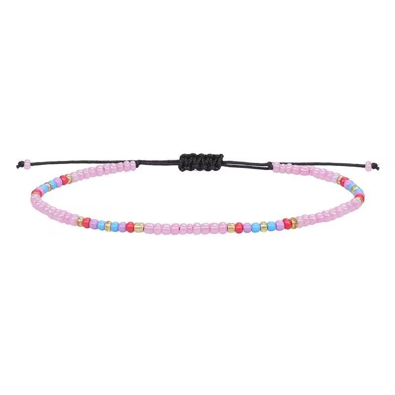 Handmade Bohemian Multicolor Rope Colorful Rice Bead Bracelet Wax Thread Woven Friendship Bracelet For Women Party