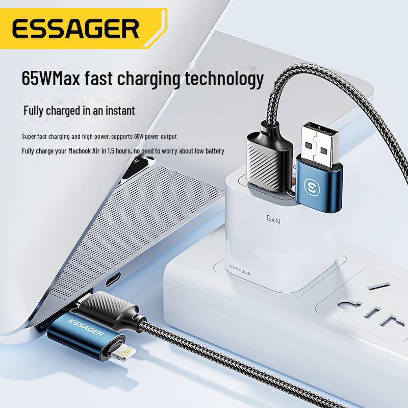 ESSAGER 65W PD Fast Charging 4-in-1 Data Cable for Computer and Mobile