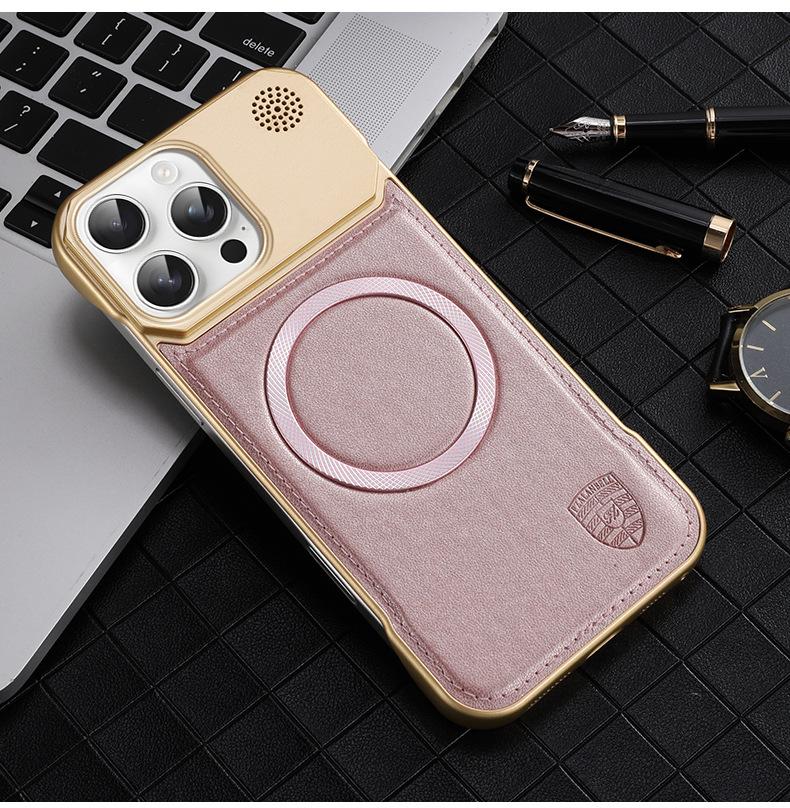 Skin-feeling Leather Pattern Magnetic Mobile Phone Case Is Suitable for Apple 16E Borderless Aromatherapy 14 Business Protective Case 11/12 Anti-drop.