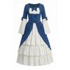 Medieval Gothic Court Dress Women Vintage Halloween Costume Square Neck Waist Tie Bow Accent Layered Skirt Party Dress