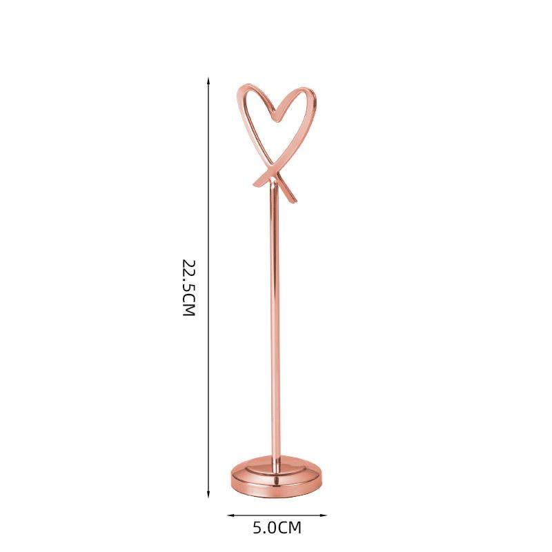 Heart-Shaped Stainless Steel Table Card Holder for Weddings, Restaurants, or Banquets.
