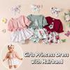 Flower Summer Baby Bodysuit Cotton False 2Piece Jumpsuit Dress Toddle Princess Dress  Birthday Gift