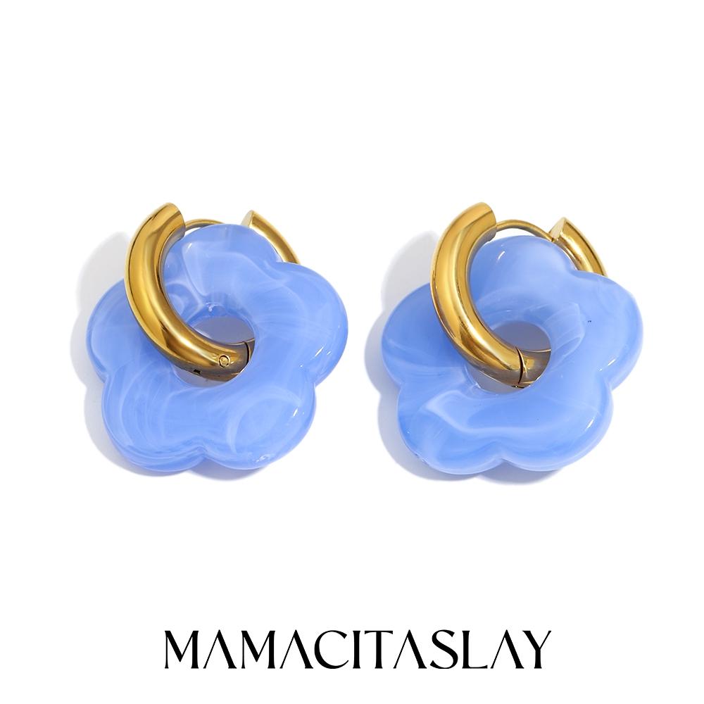 MamacitaSlay 316L Stainless Steel Acrylic Flower Hoop Earrings 18K Gold Plated Waterproof Jewelry Women's Elegant Earrings Gift