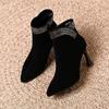 Autumn and winter new retro fashion thin heel pointed Martin boots women's fashion high heel cotton boots