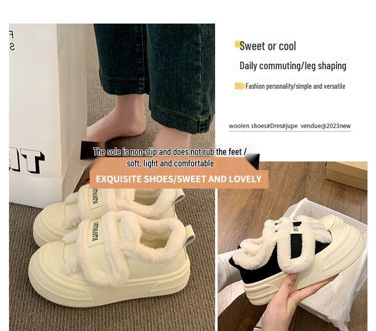 Women’s Velvet Canvas Height-Boosting Velcro Shoes for Autumn/Winter – Thick Sole & Warm Design