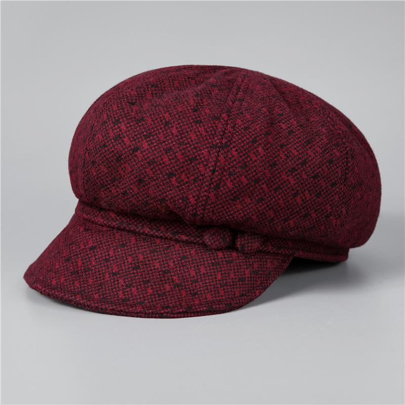 Winter Hat Ladies Beret Mom Plush Woolen Cap Autumn Warm Octagonal Winter Hat