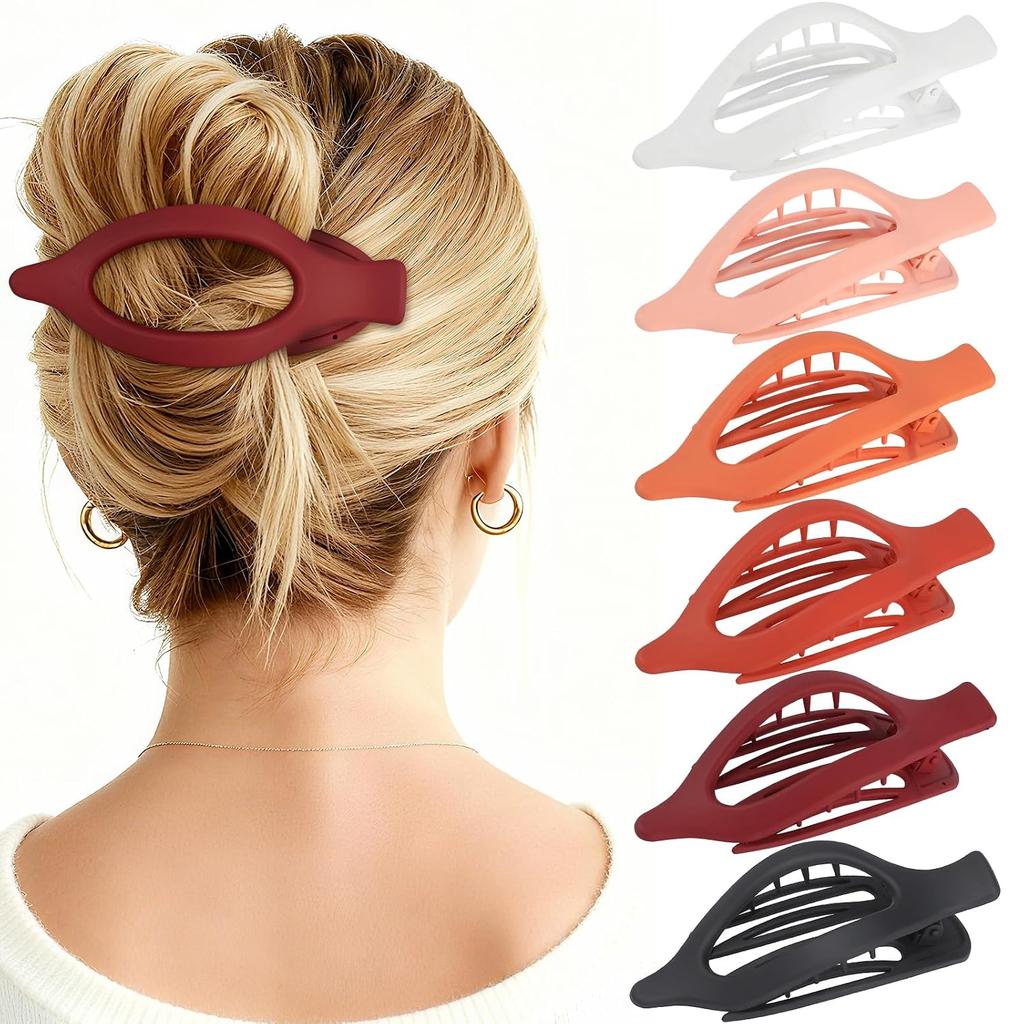Pinze Piatte per Capelli da Donna - 6 PEZZI Pinze Piatte Francesi a Pinza Media per Ragazze Pinze a Pinza Grandi per Capelli Spessi o Sottili Tenuta Forte Antiscivolo