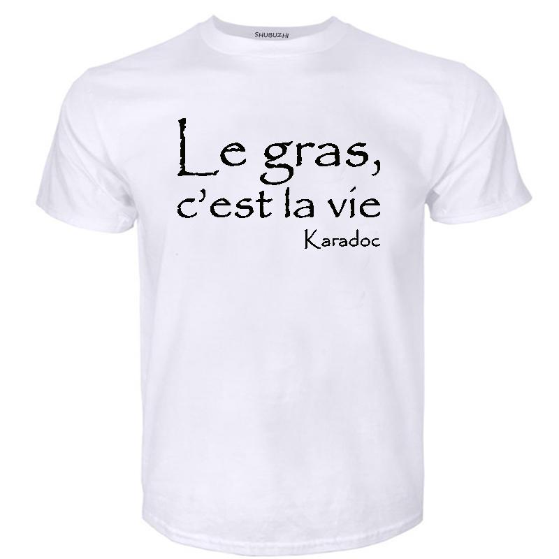 mens cotton tshirt summer man t-shirt Men'S Kaamelott Karadoc Le Gras C'Est La Vie Black Casual T Shirt brand top tees