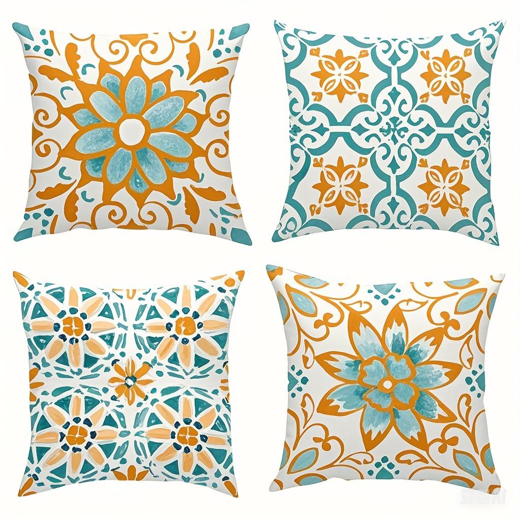 Colorful Floral Pattern Pillowcase ,Sofa Bedroom Cushion Cover, Single-sided Printing, Without Pillow Core