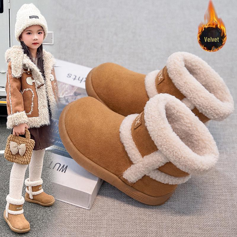 2025 Winter Children's Cotton Snow Boots - Warm, Comfortable, Fashionable, Plus Velvet, Medium & Large Sizes