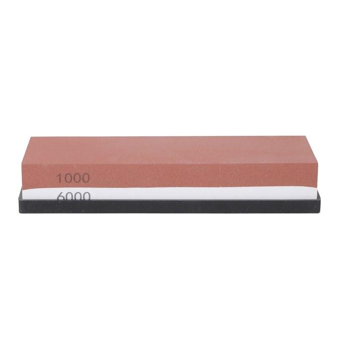 [MK] Whetstone 1000/6000 Grit Double-Sided, Knife Sharpening Stone with Non-Slip Rubber Base, MK-173 (Brown/White)