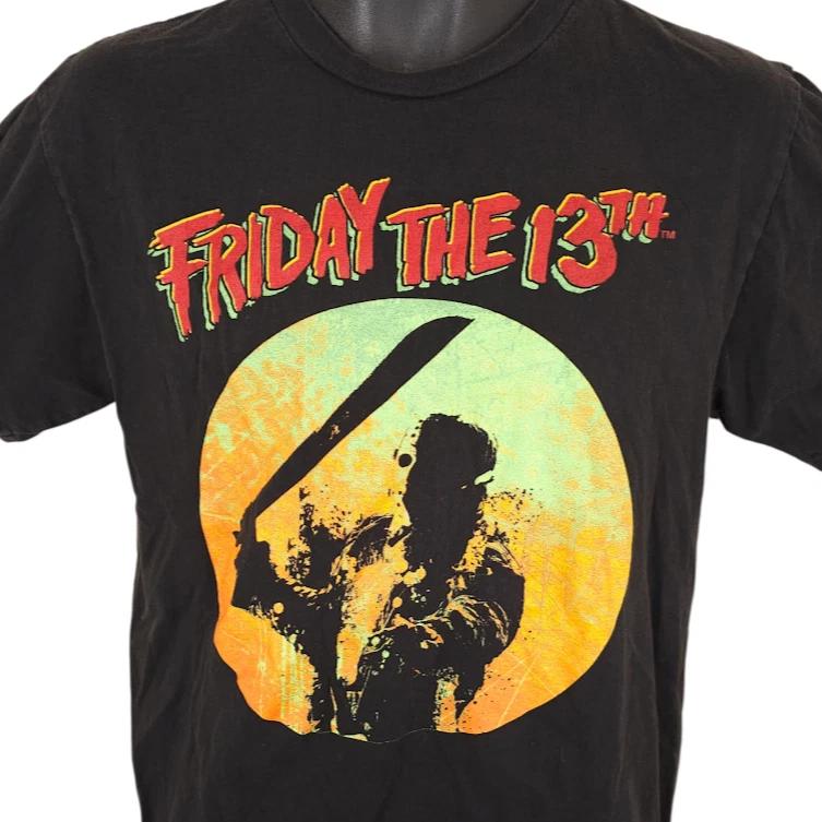 Friday The 13th 100% Cotton T-shirt Mens Tees Top Mens Size Medium Black Jason Voorhees Horror Movie S