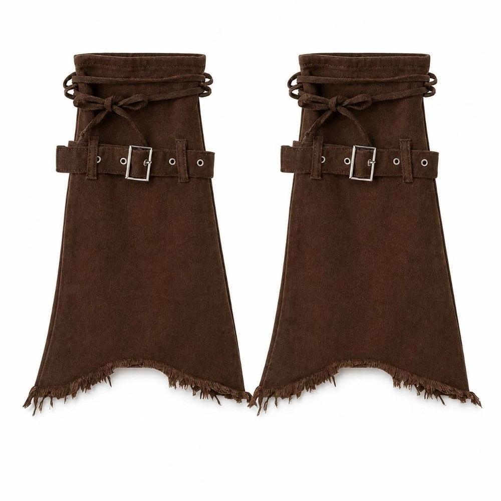Frayed Flared Leg Warmers Adjustable Buckle Boot Cuffs Punk Denim Leg Warmers Boots Accessories