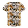 Children's Cartoon Style Cat Dog T-shirt Full Sublimation Cute Animal Pattern T Shirts Summer Short Sleeve Fashion Casual Top