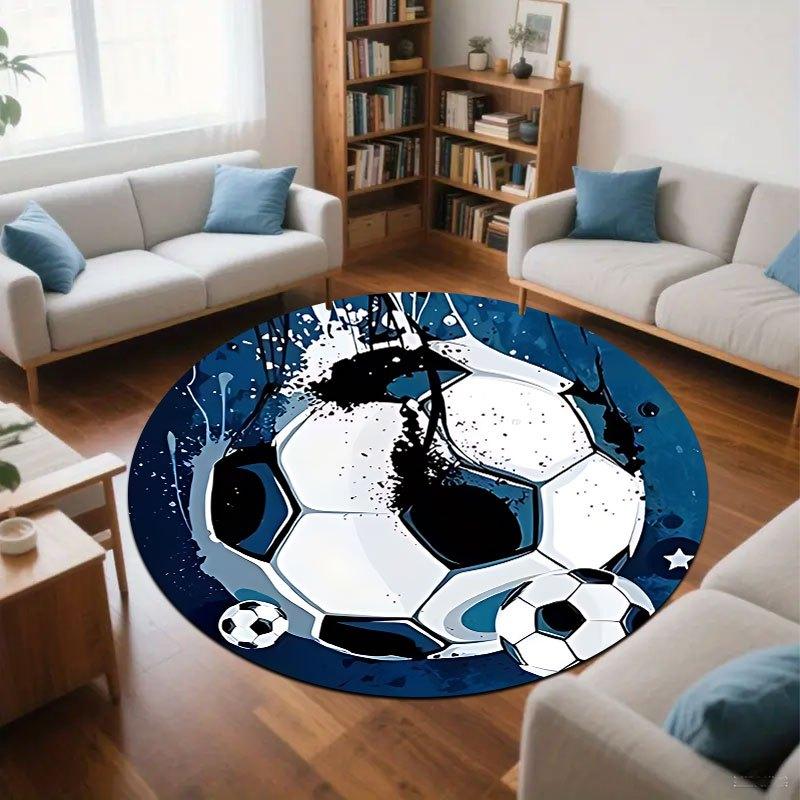 Football Graffiti Movement Flannel-printed round floor mats are slip-resistant Suitable for room bedroom terrace garden carpets