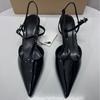 Fashion Patent Leather Brand Designer Women High Heels Sandals Elegant Pointed Toe T -strap 2025 Summer Party Dress Office Lady Shoes