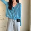 2024 Korean Style V-Neck Loose Knit Cardigan - Spring & Autumn Women's Long Sleeve Outerwear