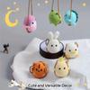 Handmade Crochet Animal Car Charms - Soft Yarn Crafted Frog Penguin Chick Pendants Cute Rearview Mirror Decorations for Vehicle
