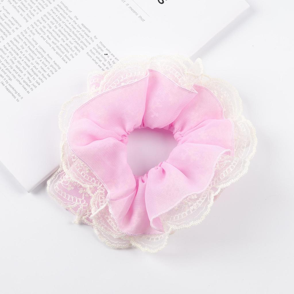 Lazy Style Korean Sweet High Elasticity Hair Tie for Girls - Large Intestine Hair Rope & Flower Rubber Band Accessory