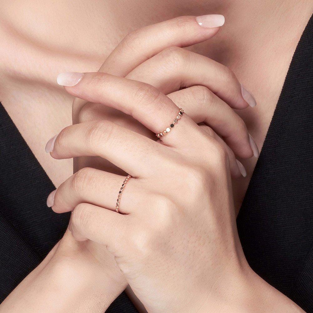 14K Layered Friendship Ring Flat Plate Ball (Small)