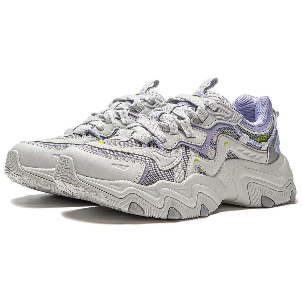 Li Ning Synthetic Leather Breathable Abrasion Resistant Slip Resistant Low Top Casual Shoes Women's Purple Gray AGCU176-5