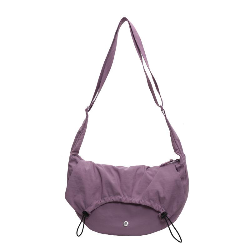 Spring new ultra-light fashion pleated messenger bag student cloth bag shoulder bag pull belt sewing line pleated bag