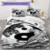 Tai Chi Animals Pattern Bedding uilt Set uilt Cover Pillowcase Home Decoration Birthday Gift (1 * duvet cover + 2 * pillowcase  without core)105