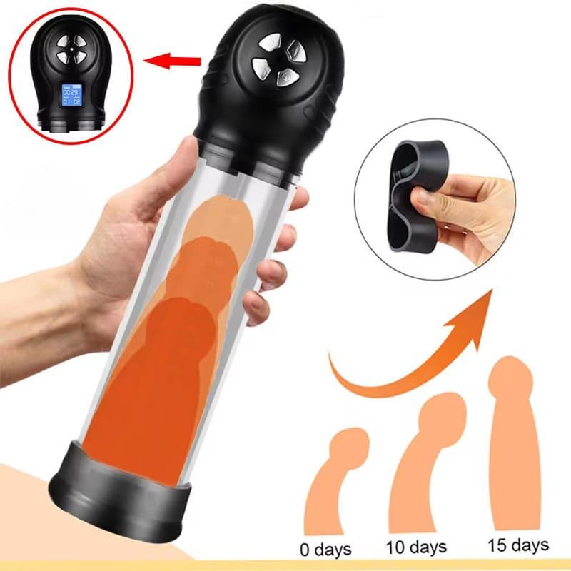Mužská pumpa na penis Vakuová elektrická pumpa pro muže Automatická penis Expander Enhancer Masturbátor Penis Trainer Sexuální hračky pro dospělé pro muže