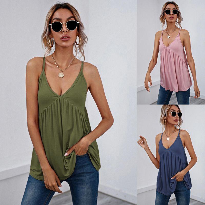 V-neck Sleeveless Open-Back Suspension All-Match Top Versatile Top