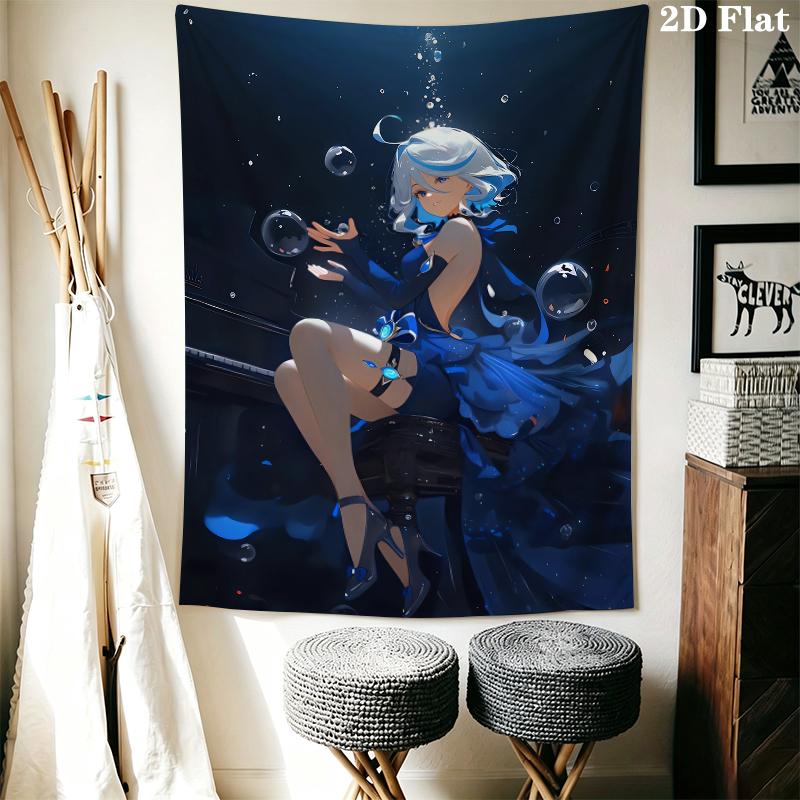 Genshin Impact Wall Tapestry Aesthetic Wall Hanging Printed Fabric Blanket Decorative Tapestries for Bedroom Living Room Home Decor