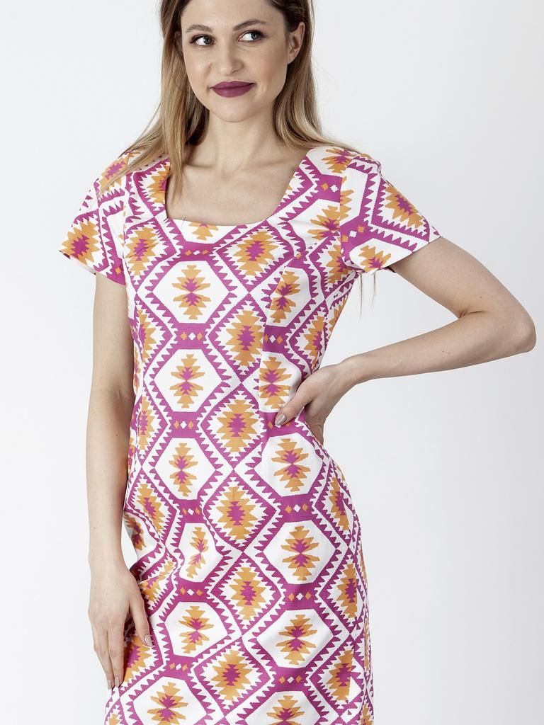 WOMEN' PENCIL DRESS WITH SHORT SLEEVES