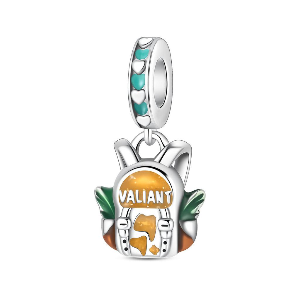 S925 Silver Travel Charm Set With Backpack Camera Strap Bracelet Necklace Jewelry For Vacation Accessories