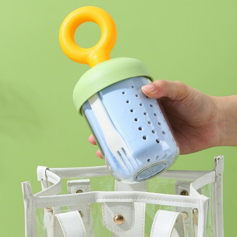 Portable Dopamine Fruit Cup Outdoor Sealed Leak-proof Yogurt Cup with Fork Picnic Double Layer Food Grade Plus Thick Drain Cup