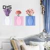 3/6Pcs Wall Mount Silicone Vase Reusable Self-Adhesive Home Office Indoor Refrigerator Window Wall Hanging Plants Flower Vase Sticker Decoration