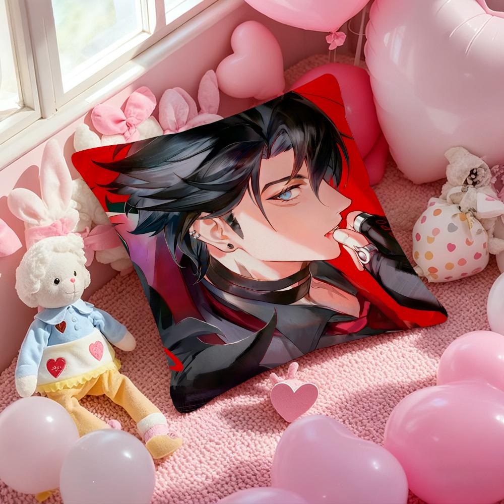 Anime Wriothesley Cushion Cover Pattern Printed Pillowcase for Living Room Sofa Cushion Cover & Bedroom Decor