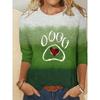 Fashionable Versatile Leisure 3D Long Sleeved T-shirt Women Loose Large Round Neck Casual Top Cartoon Letter Portrait Printed T-shirt