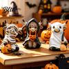 Halloween Highland Cow Ornaments Statue Decor Funny Resin Ghost Figurine for Home Mummy Decoration Office Tiered Tray Table Desk Mantel Shelf