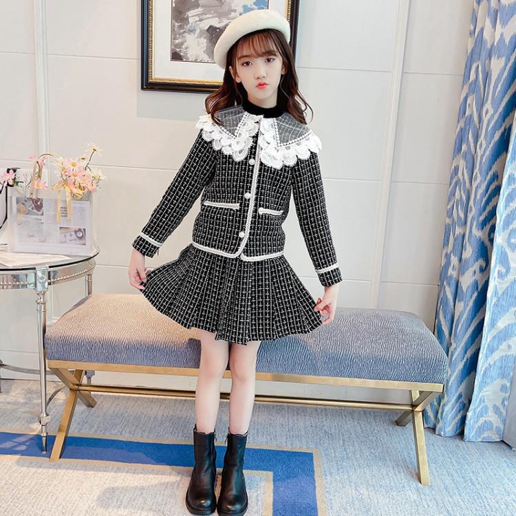 Spring Childrens Girls Autumn Set Collar Sets Spring Skirt