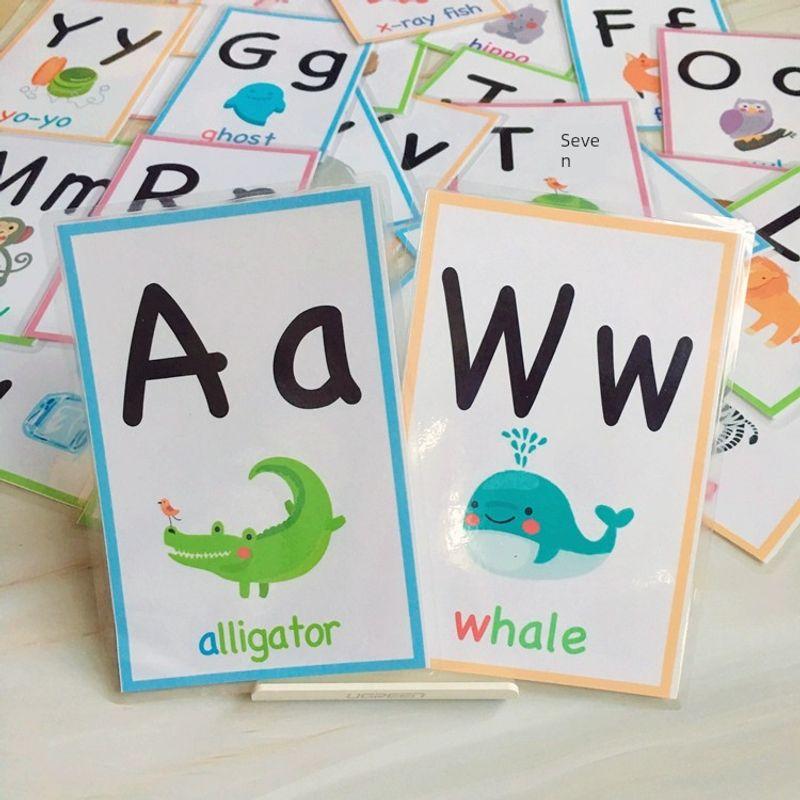 

Self-Made English Word Flash Card English Card 26 Pieces Kids Learning Card English Early Education Enlightenment Teacher Teaching Aids In the card (11*16cm) adult palm size