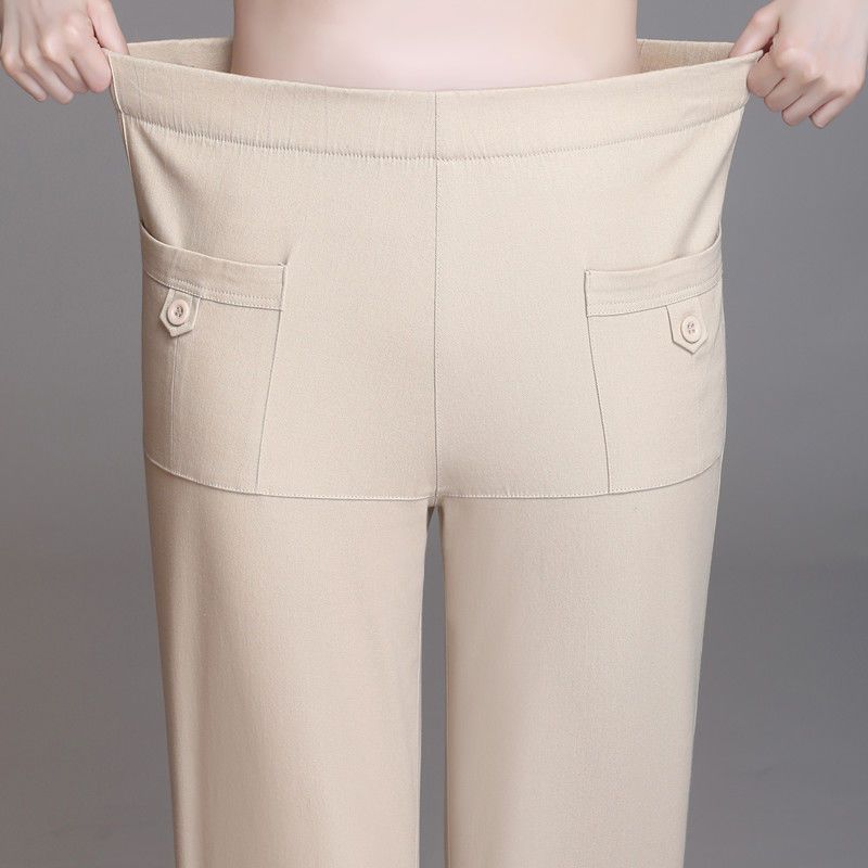 Spring Autumn Thin Office Lady Casual Pants Korean New Women Clothing Fashion Elastic High Waist Solid Loose Straight Trousers