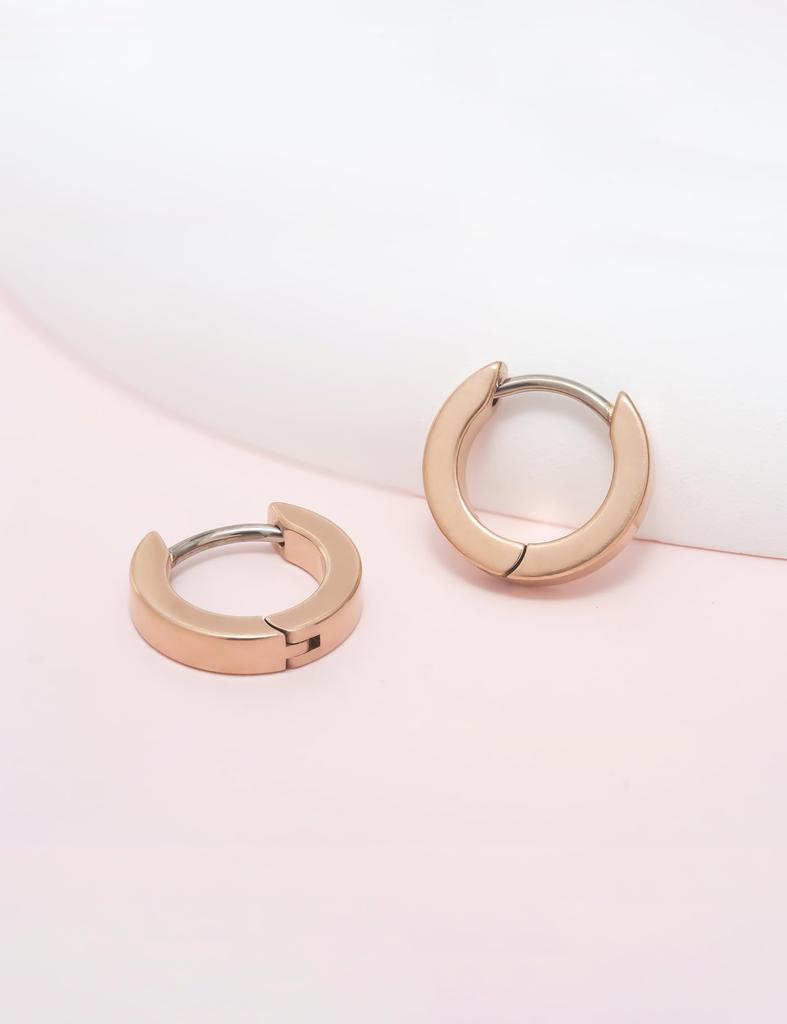 Limerencia G23 Pure Titanium Hypoallergenic Huggie Hoop Earrings for Women Girls Sensitive Ears Rose (8 Millimeters, Gold)