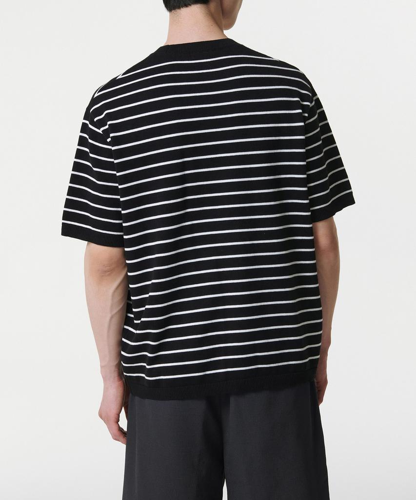 MUSINSA STANDARD Striped Crew Neck Short Sleeve Knit [Black/White]