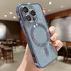 Luxury Electroplate Magsafe Wireless Charge Phone Case For iPhone 15 13 14 12 11 Pro Max Plus Soft Bumper Glitter Back Cover
