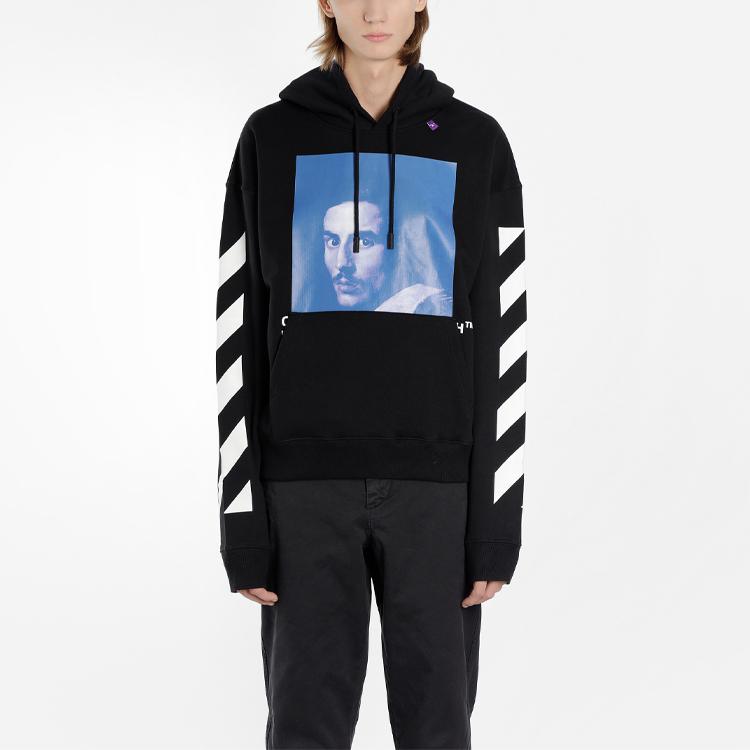 Off-White Figure Print Long Sleeve Hoodie Men Tops Black OMBB037F181920111030