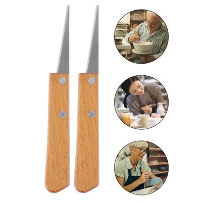 2 Pcs Engraving Patch Knife Scraper Tools Handle Spatula Wooden Craft Pottery Fettling DIY for Sculpting Face