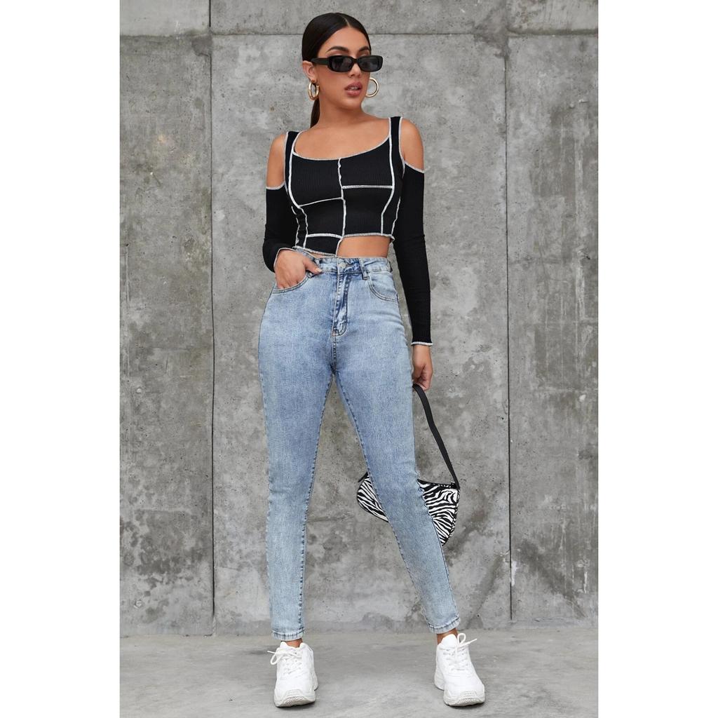 Off The Shoulder Black Blouse | Summer Ribbed Shoulderless Black Women's Blouse | Viscose Fabric Tops for Women | Gift For Lover