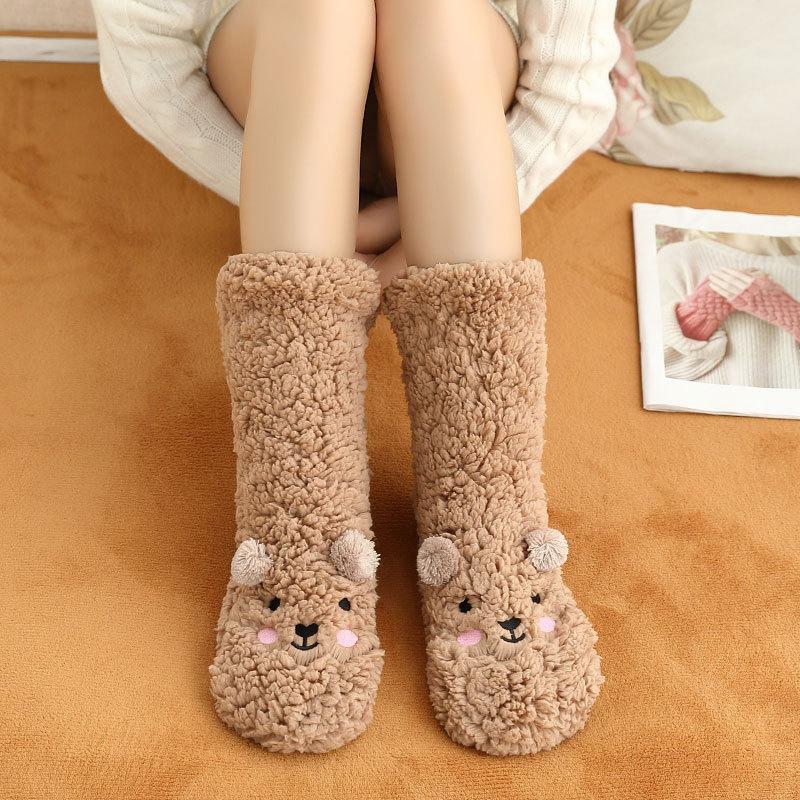 New Thickened Winter Fuzzy Socks Women Warm Home Slipper Solid Color Socks Girl Cute Female Funny Sleep Socks Christmas Gifts