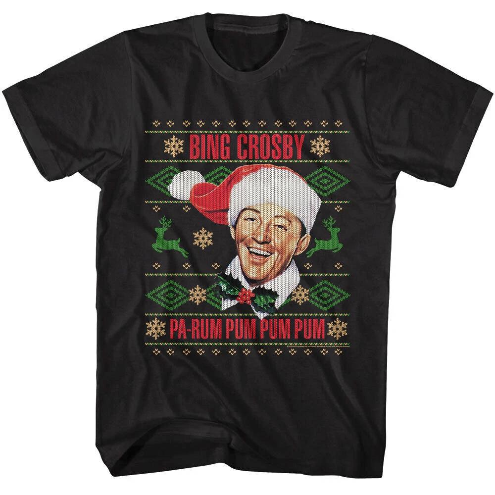 Christmas Sweater Men’s T Shirt Bing Crosby Tacky Black All size Shirt L