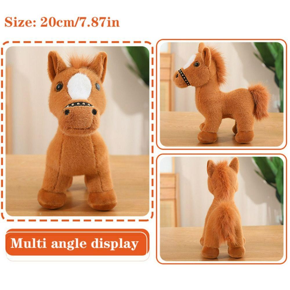 20cm Little Foal Plush Toys Doll Collectibles Fluffy Standing Little Horse  Toy