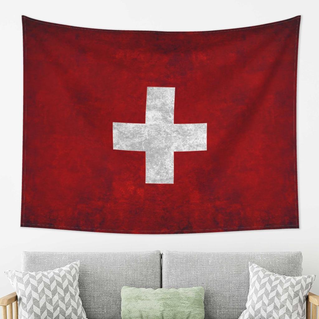 Arazzo Decorazione Bandiera Svizzera Svizzera Arte Arazzi Estetici per Soggiorno Camera da Letto Casa Tessuto da Parete Appeso a Parete